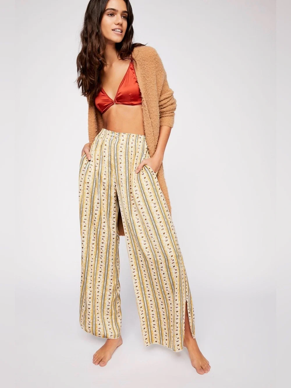 FREE PEOPLE Take‎ Your Tie Off Pants Wide Leg Tea Combo S